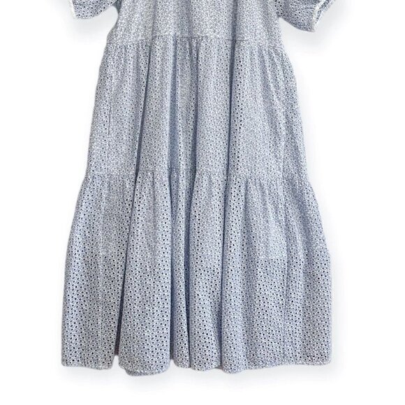 EVERLANE THE TIERED EYELET MIDI DRESS BLUE / WHITE SIZE S, New with tag - Picture 6 of 16
